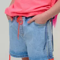 Джинсові шорти з рожевими шнурками для дівчинки YT.22.21.002