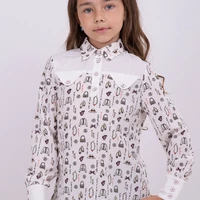 Стильная нарядная блуза для девочки на пуговицах Suzie. Мира блуза молочный р.134