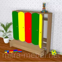 Шкаф детский пятисекционный с лавкой цветной (1520*300*1400h)