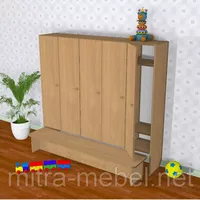 Шкаф детский пятисекционный с лавкой (520*300*1400h)