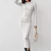 Силуэтное платье с драпировкой - молочный цвет, M (есть размеры)