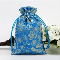 Мешочек сатиновый с орнаментом Голубые цветы