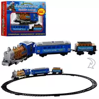 Залізниця 70144 блакитний вагон, дим, муз., бат., кор., 38-26-7 см.