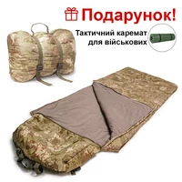 Армейский зимний тактический спальный мешок-одеяло, спальник для ЗСУ 225*75 до - 25 В подарок каремат!