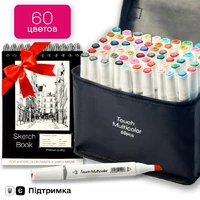 Профессиональный набор для рисования, маркеры двусторонние Touch Multicolor 60 цветов + Альбом на спирали А5