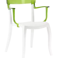 Крісло Papatya Hera-K біле сидіння, верх прозоро-зелений