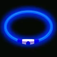 Светящийся LED ошейник для собак водостойкий с зарядкой USB универсальный 50см Синий