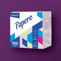 Салфетки бумажные "Papero" 1\4 1сл. 240*240мм, 100шт белые NS031 (1шт\32шт)