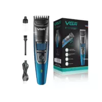 Машинка триммер для стрижки волос и бороды аккумуляторная с насадками VGR USB 5W Blue VGR-052 (60)