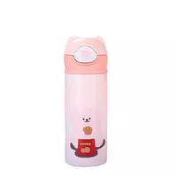 Термос дитячий 420 мл із фліп кришкою на кнопці, рожевий