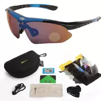 Захисні тактичні сонезахисні окуляри з поляризацією RockBros сині .5 комплектів лінз