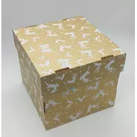 Коробка  "Олени" 22,5*22,5*20 см (золотоая с кришкой)