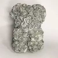 Мишка из искусственных 3D роз 25 см. Цвет: серебряный