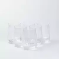 Набір склянок для напоїв фігурних ребристих 450 мл 6 штук, прозорий